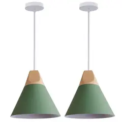 HOME NEAT - 2 Unidades Lámpara de techo moderna colgante de luz E27 ø22cm - Verde