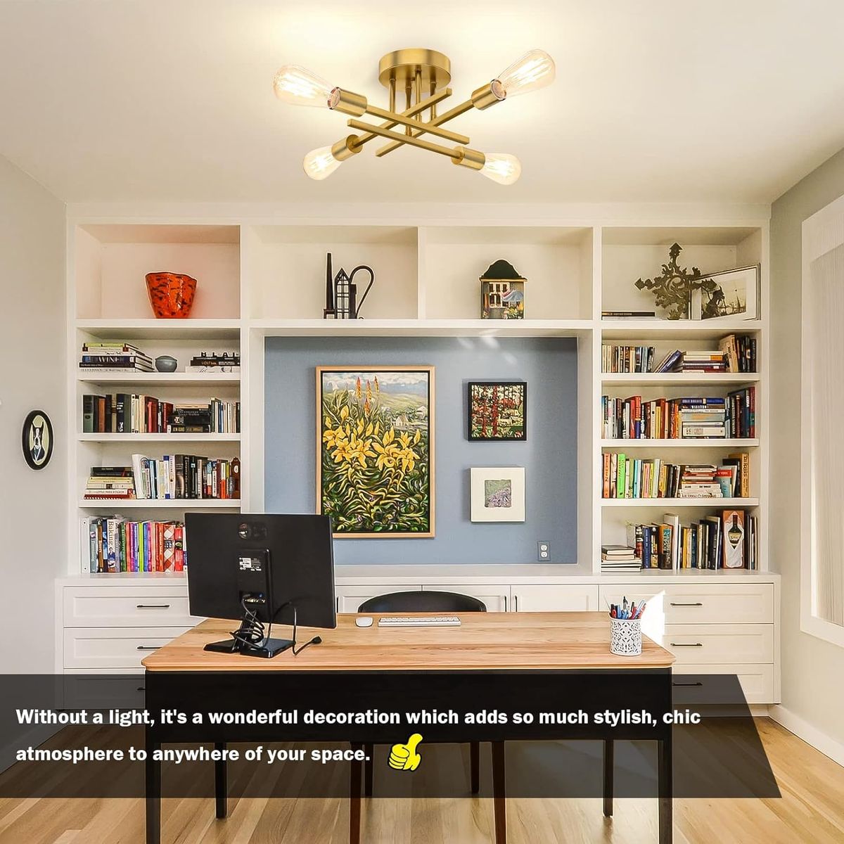 HOME NEAT - Lámpara de techo moderna metálica de 4 focos E27 - Cobre