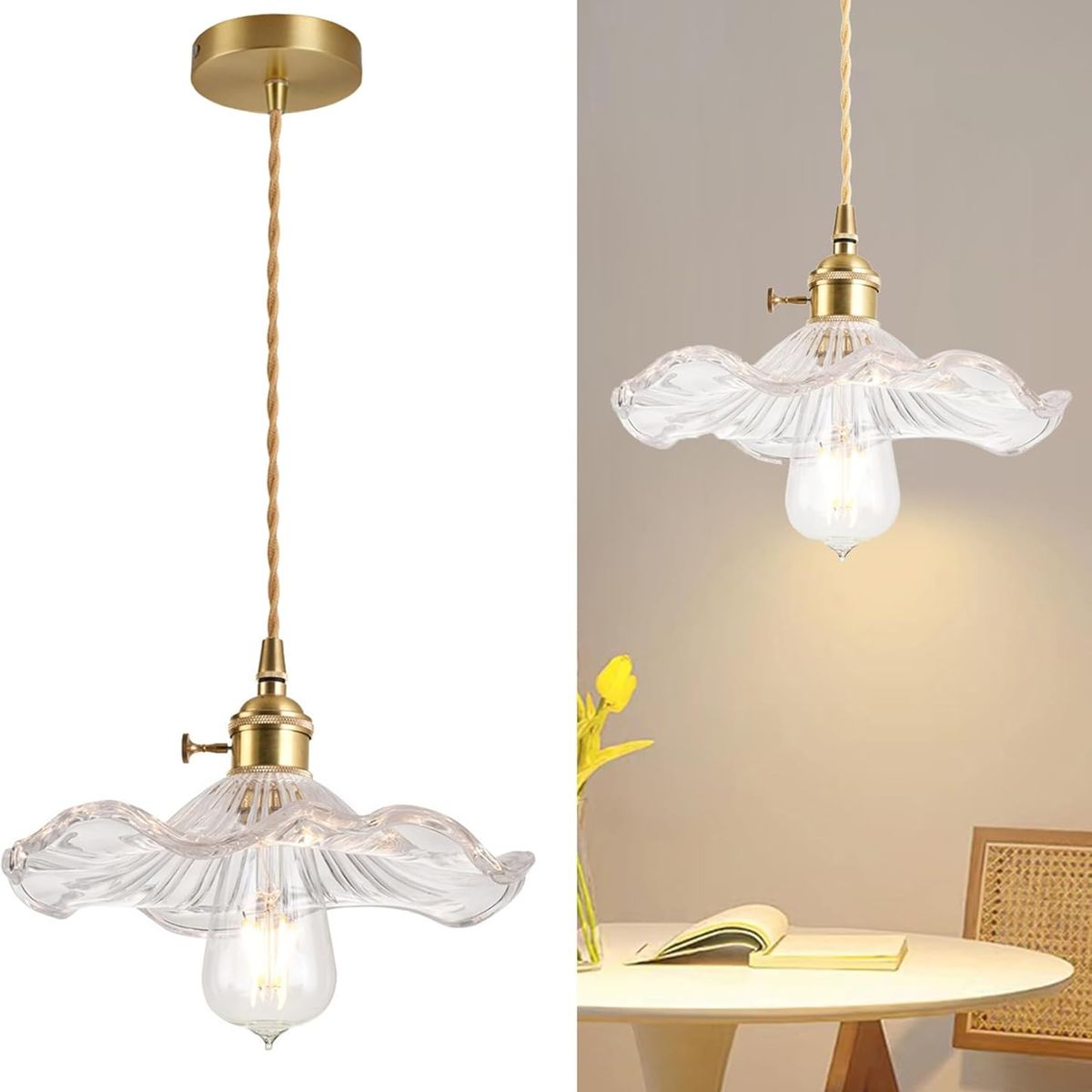 HOME NEAT - Lámpara Colgante Con Pantalla De Cristal E27 22cm - Transparente