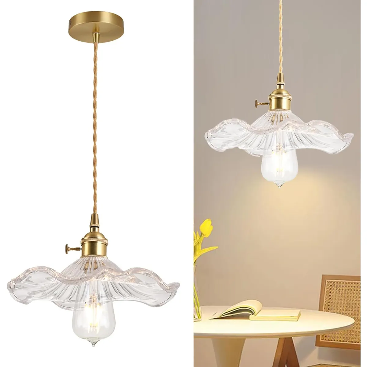 HOME NEAT - Lámpara Colgante Con Pantalla De Cristal E27 22cm - Transparente