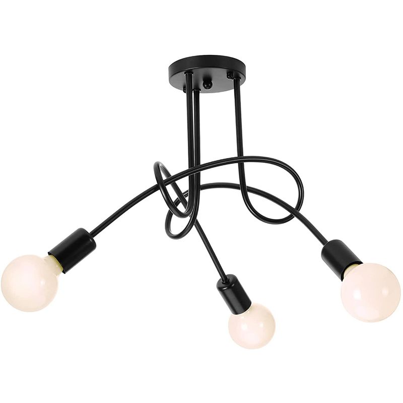 HOME NEAT - Lamparas de techo vintage diy de 3 lámparas negro