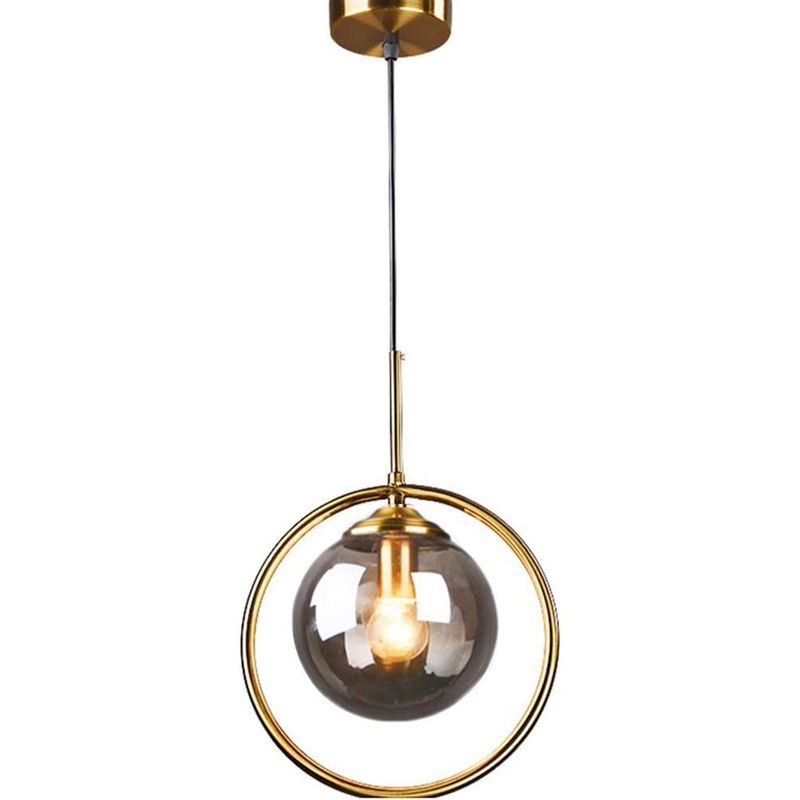 HOME NEAT - Lámpara colgante techo vintage con pantalla de bola vidrio e27 gris