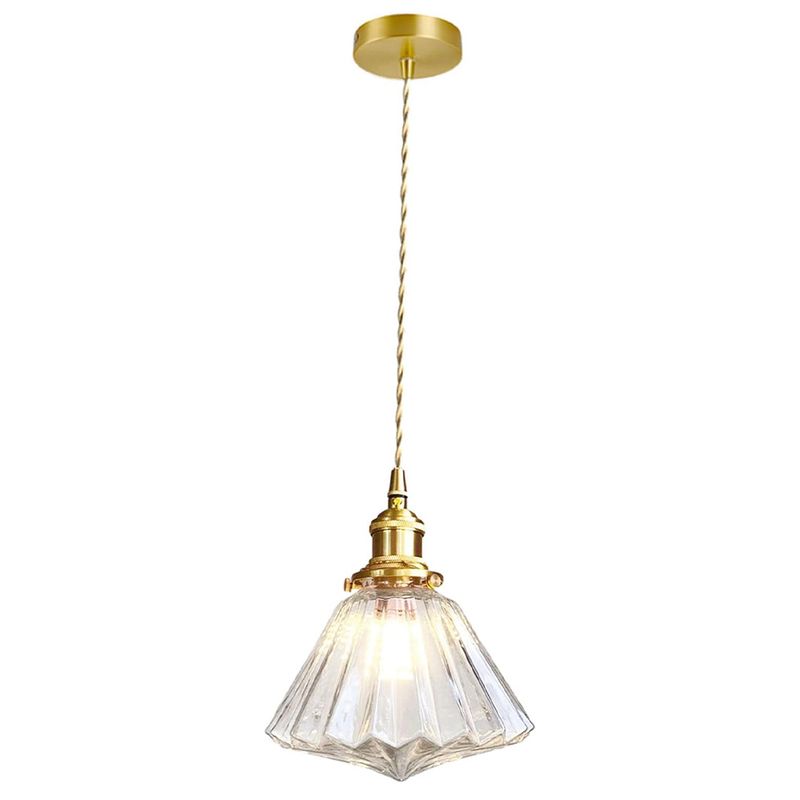 HOME NEAT - Lámpara colgante de techo Vidrio Diamante E27 - transparente