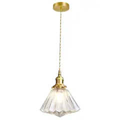 HOME NEAT - Lámpara colgante de techo Vidrio Diamante E27 - transparente…