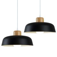 2 Unidades lámpara colgante metal E27 Negro.