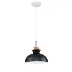 HOME NEAT - Lámpara de techo colgante moderno madera metal e27 redondo Negro