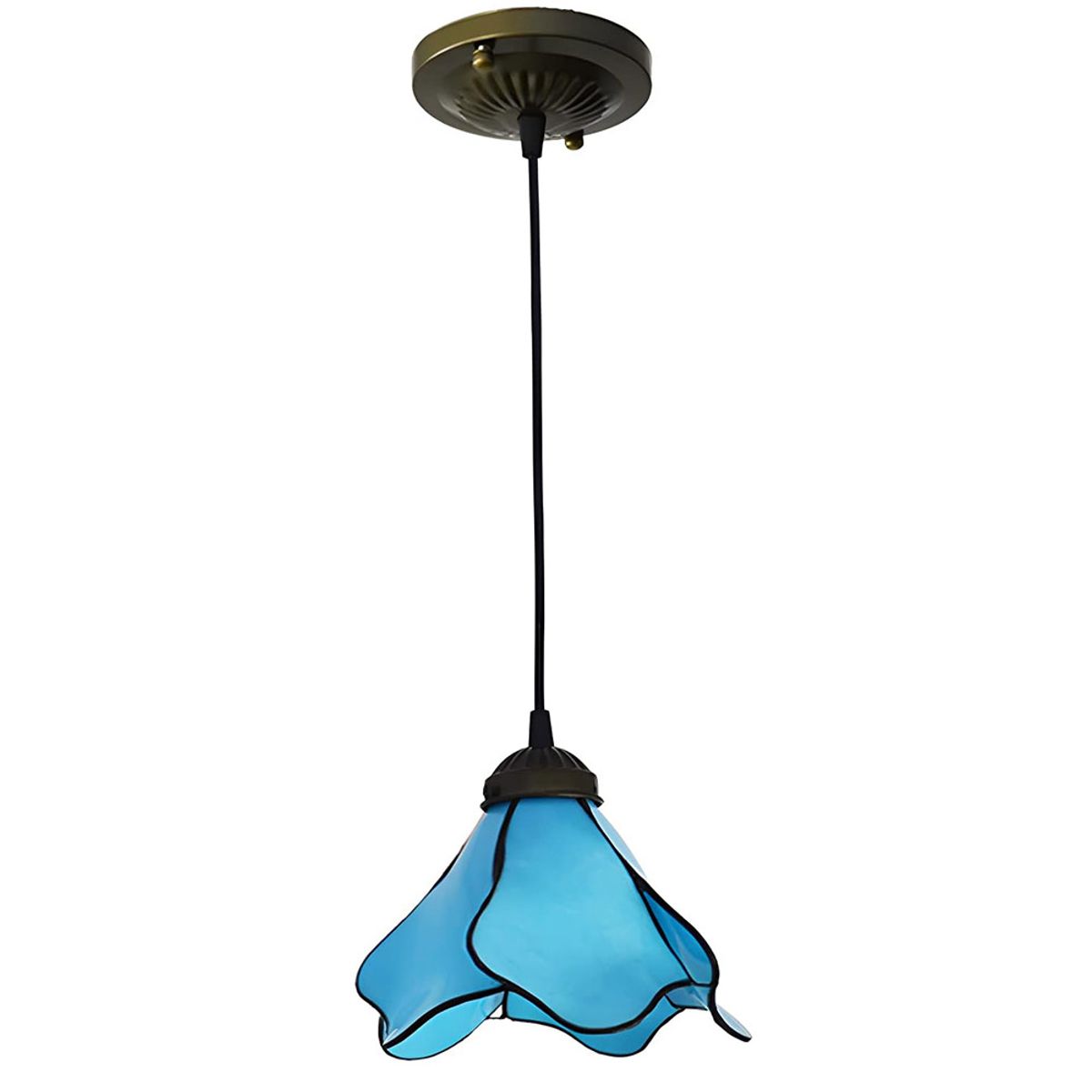 HOME NEAT - Lámparas Colgantes de vidrio Tiffany Flor E27 - Azul