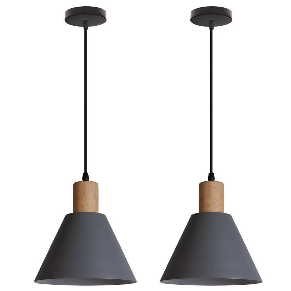 HOME NEAT - 2 Unidades Lámpara de Techo 20CM Nórdica Madera E27 - Gris