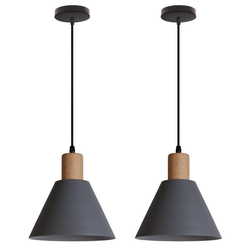 HOME NEAT - 2 Unidades Lámpara de Techo 20CM Nórdica Madera E27 - Gris