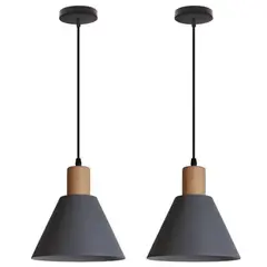 HOME NEAT - 2 Unidades Lámpara de Techo 20CM Nórdica Madera E27 - Gris