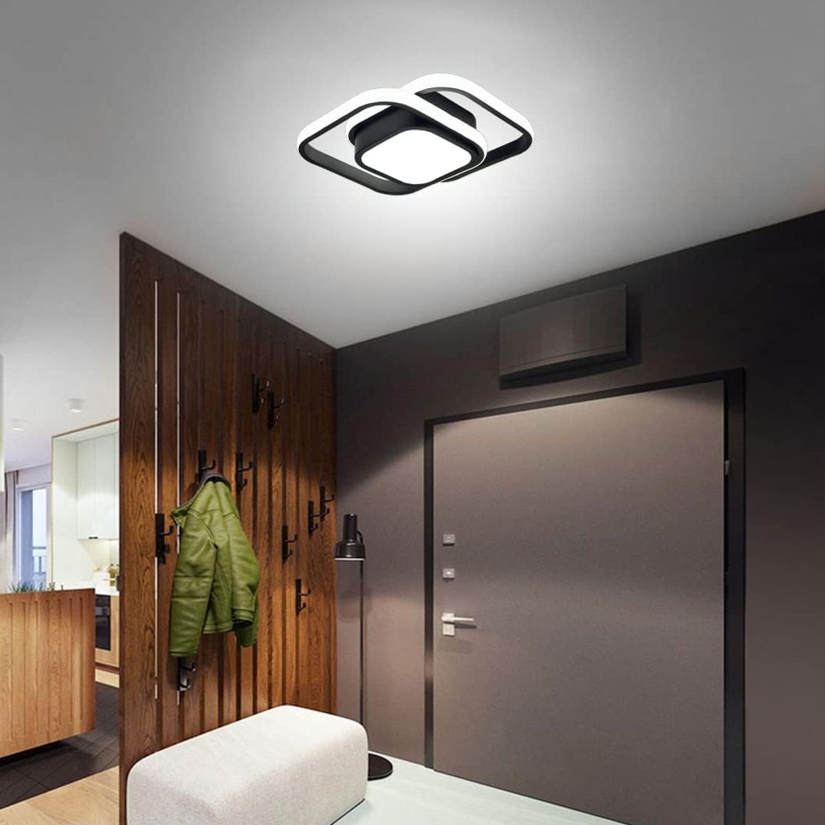 HOME NEAT - Lámparas de techo LED acrílica moderno 36cm 3 colores - Negro