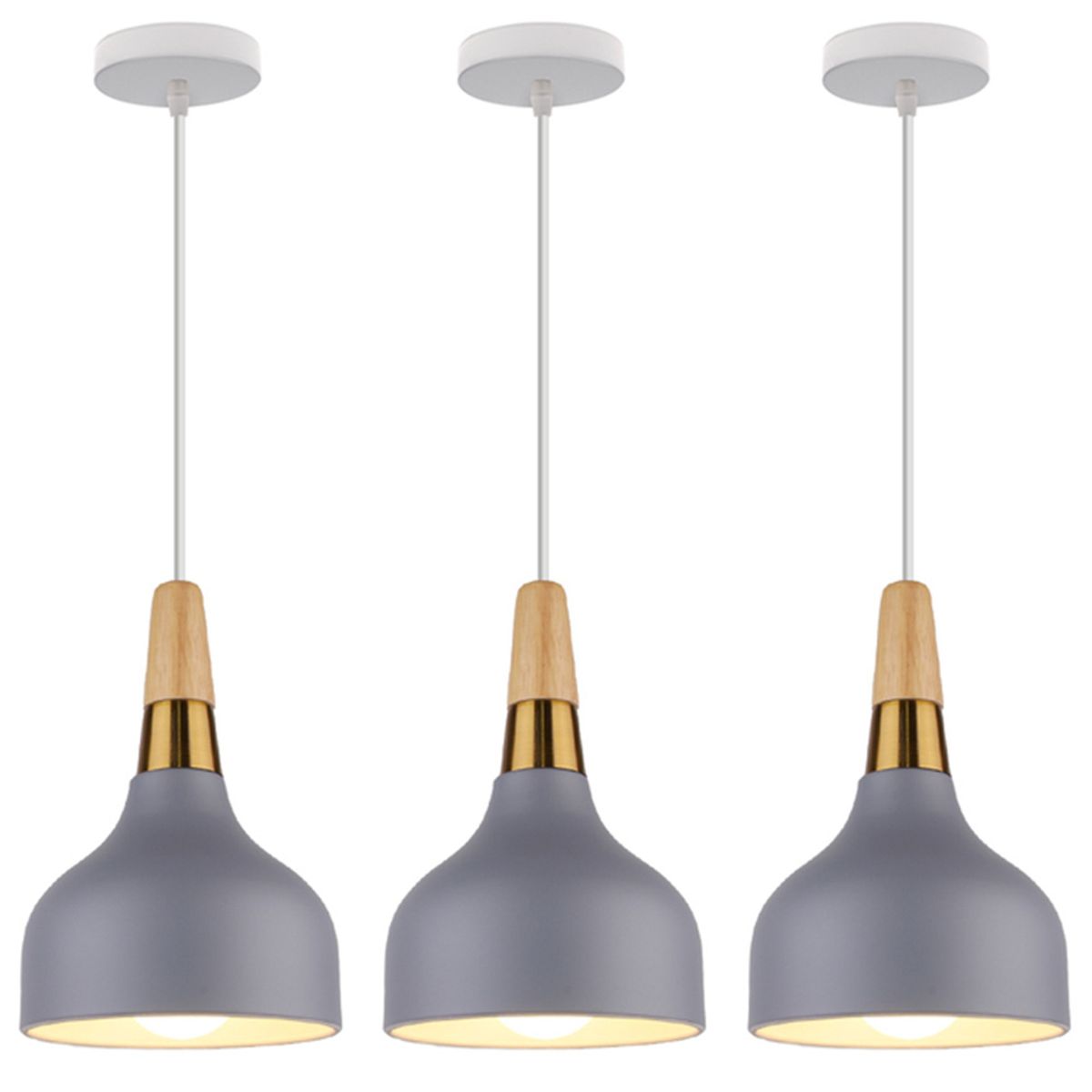 HOME NEAT - 3 Unidades Lámpara colgante de techo nórdica  E27 ø15cm Gris