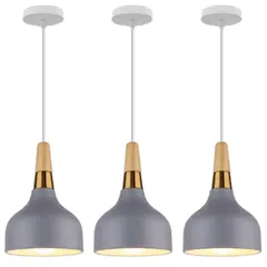 HOME NEAT - 3 Unidades Lámpara colgante de techo nórdica E27 ø15cm Gris