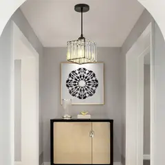 HOME NEAT - Modern nordic lámpara colgante araña strip cristal cuadrada negro.