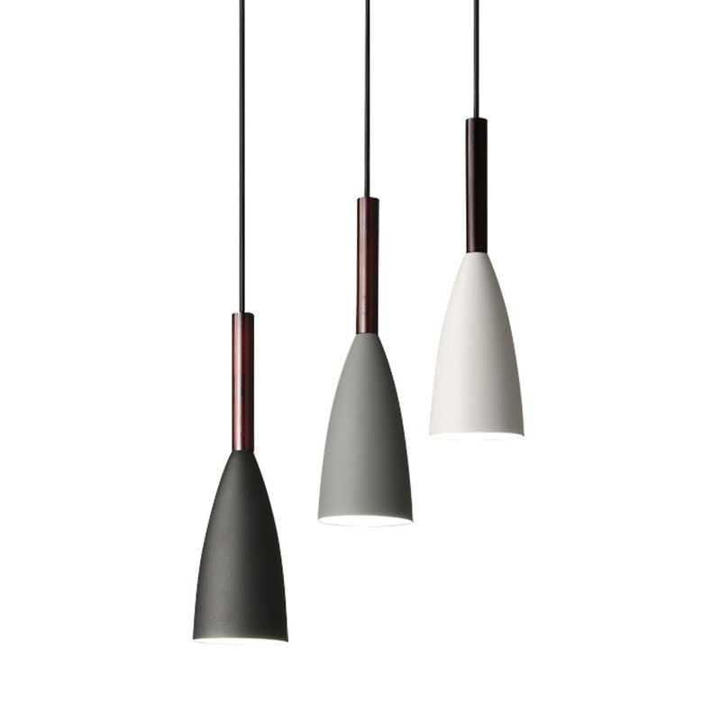 HOME NEAT - Lámpara de colgante techo Moderno Madera Metal E27 - Gris Blanco Noir