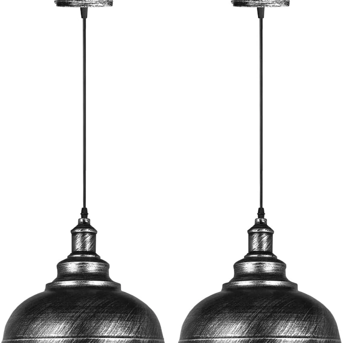2 Unidades lámpara colgantes de techo vintage E27 ø29cm - Plateado, marca HOME NEAT - Foto Principal