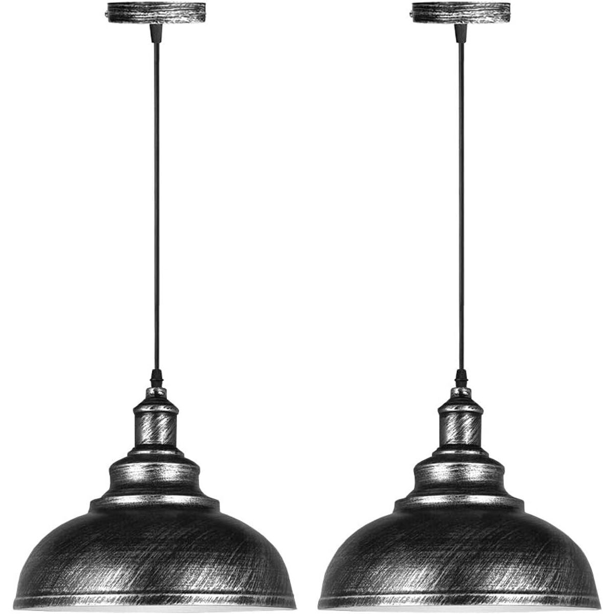 2 Unidades lámpara colgantes de techo vintage E27 ø29cm - Plateado, marca HOME NEAT - Foto Principal