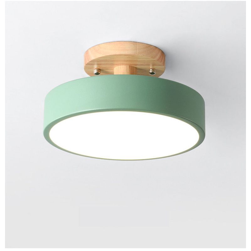 HOME NEAT - 2 Unidades Lámpara de techo LED de 18cm con base de madera - Verde