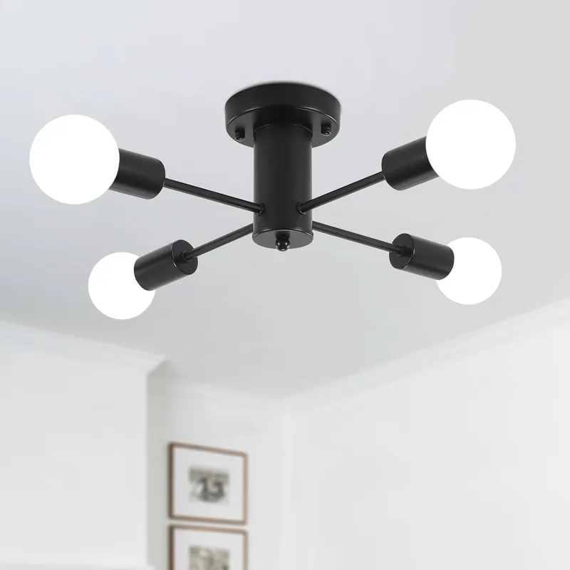 HOME NEAT - Lámparas de Techo Moderno de 4 Luces E27 - Negro…