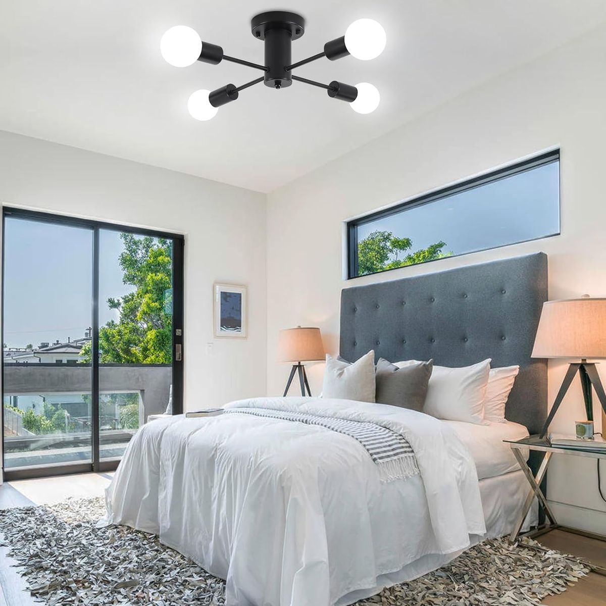 HOME NEAT - Lámparas de Techo Moderno de 4 Luces E27 - Negro