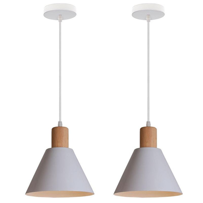 HOME NEAT - 2 Unidades Lámpara colgante de techo madera nórdica ø20cm - Blanco