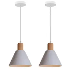 HOME NEAT - 2 Unidades Lámpara colgante de techo madera nórdica ø20cm - Blanco