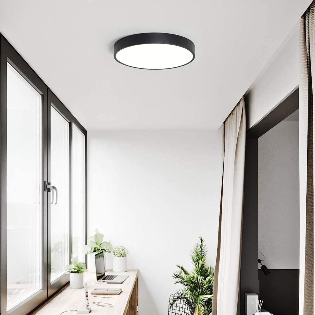 HOME NEAT - Led lámpara de techo minimalista ø30cm tri-color negro