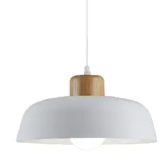 HOME NEAT - Lámpara de colgante de metal madera redonda nórdica E27 Blanco.