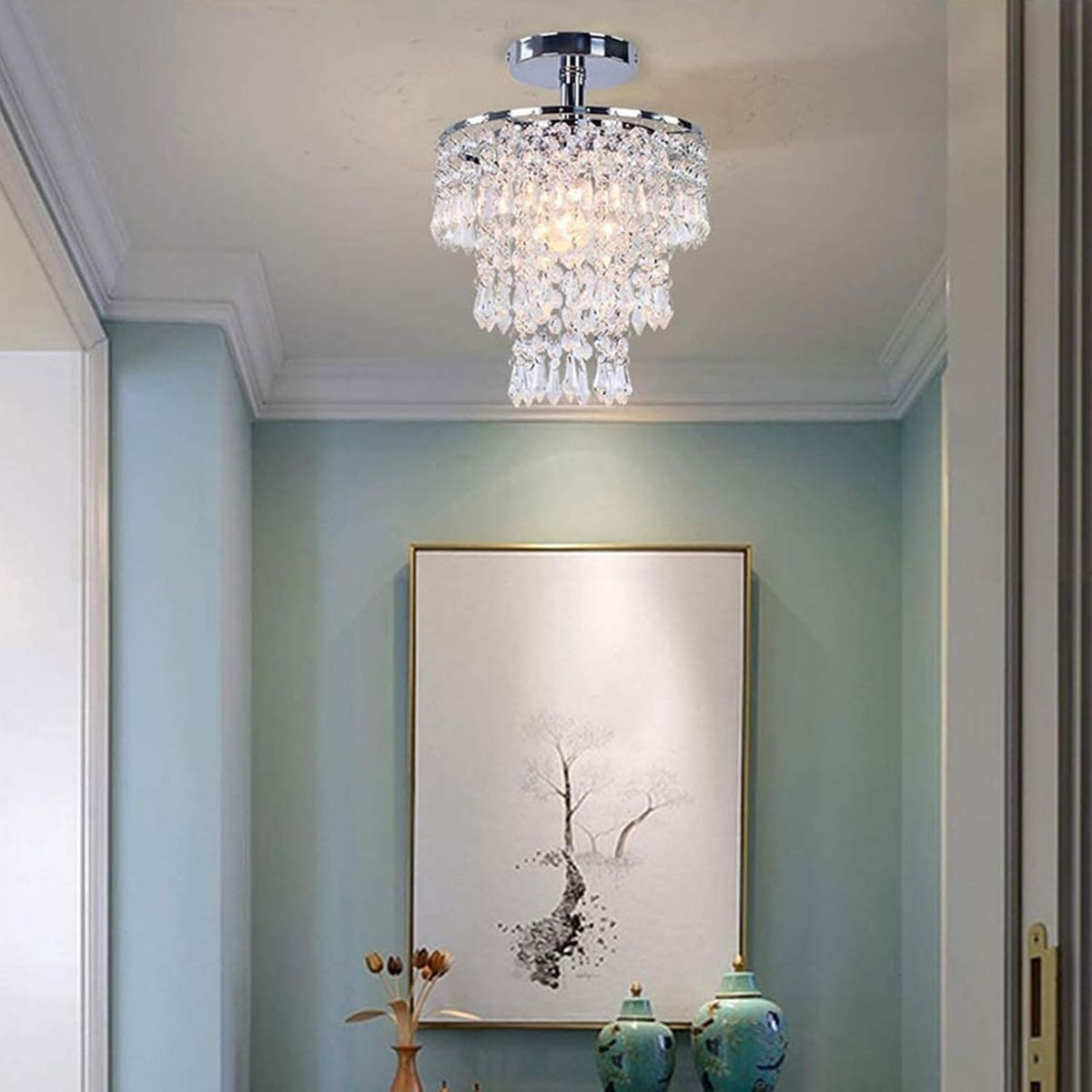 HOME NEAT - Lámpara de Techo de Cristal E27 3 Color - Cromo