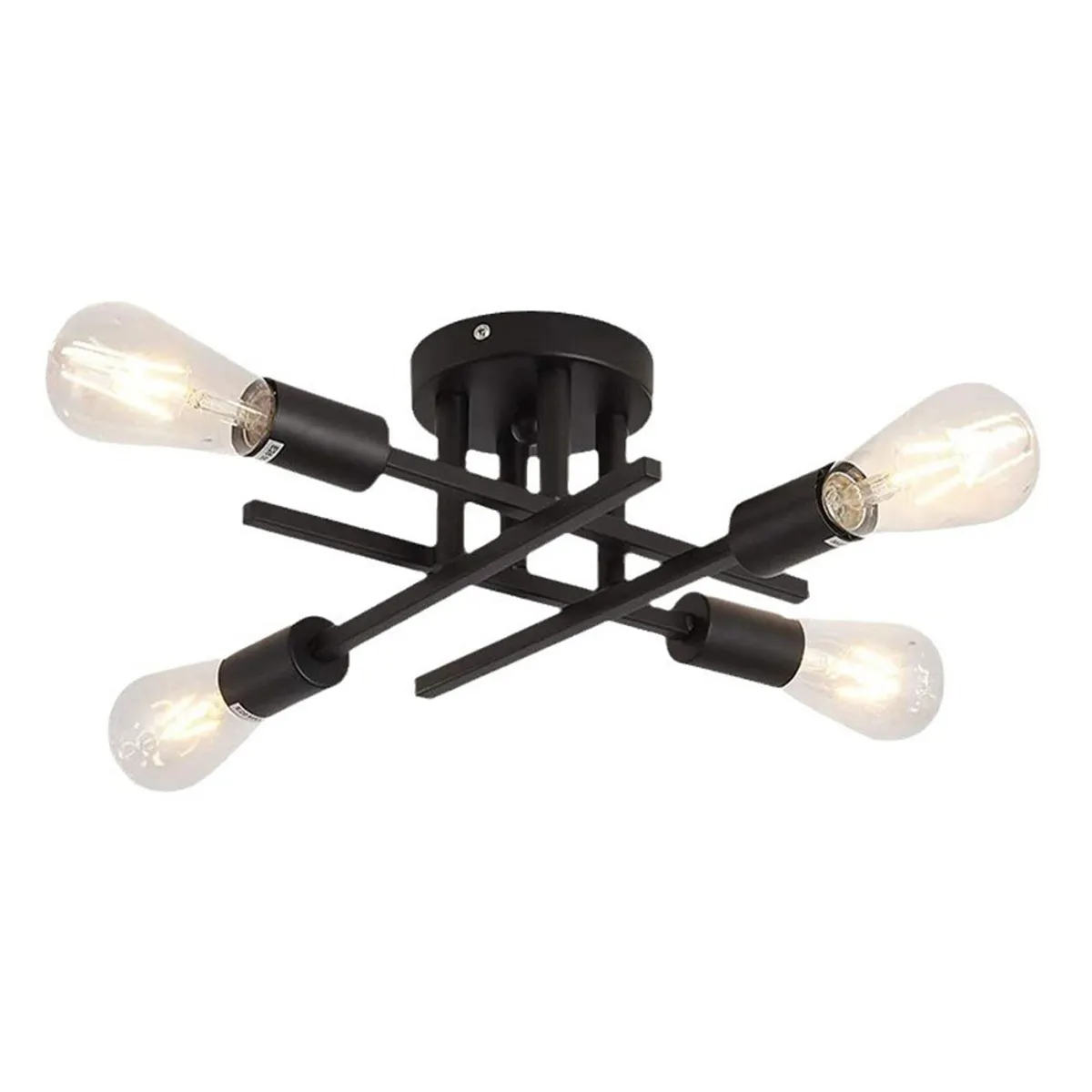HOME NEAT - Lámpara de techo moderna metálica de 4 focos - Negro.