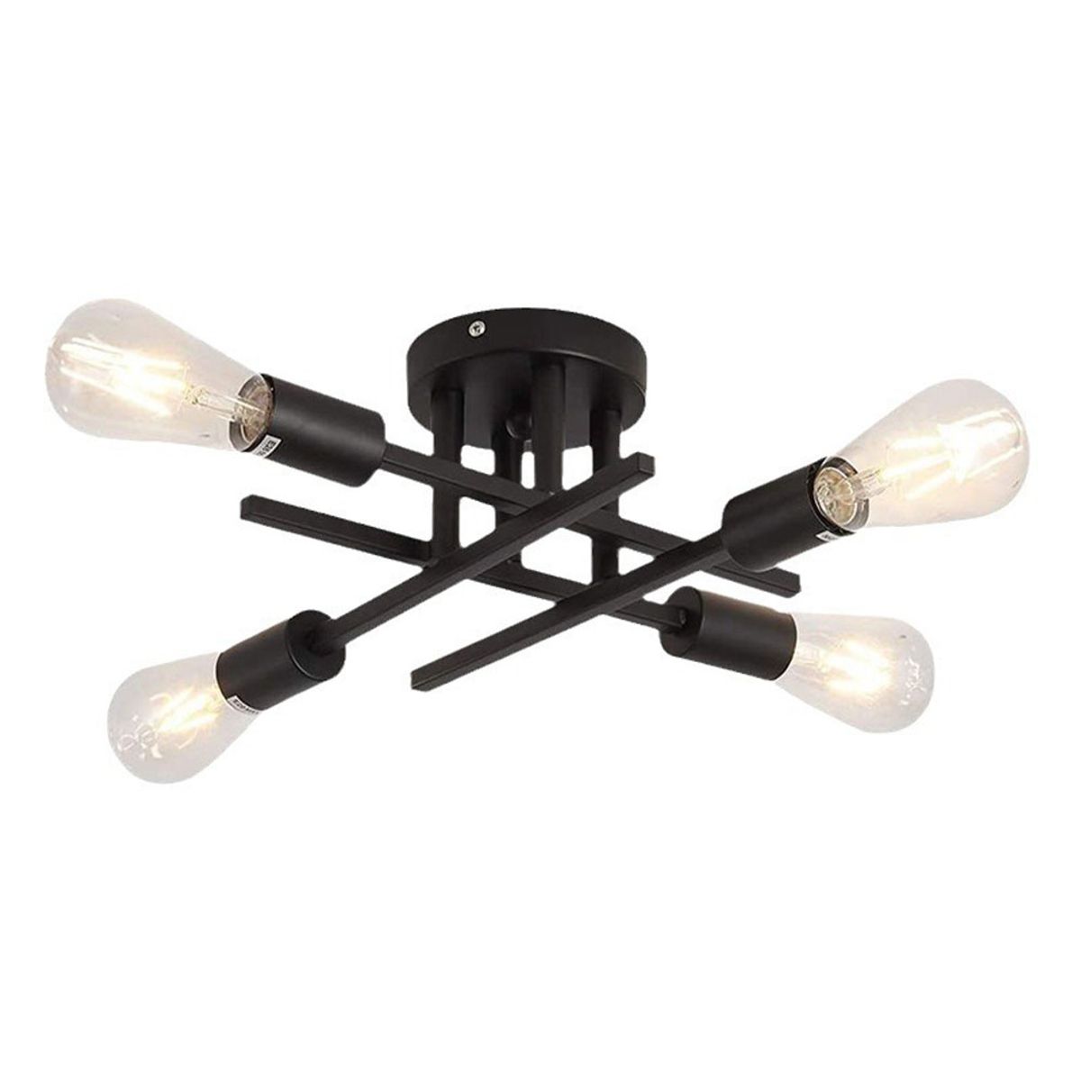 HOME NEAT - Lámpara de techo moderna metálica de 4 focos - Negro.