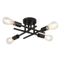 HOME NEAT - Lámpara de techo moderna metálica de 4 focos - Negro