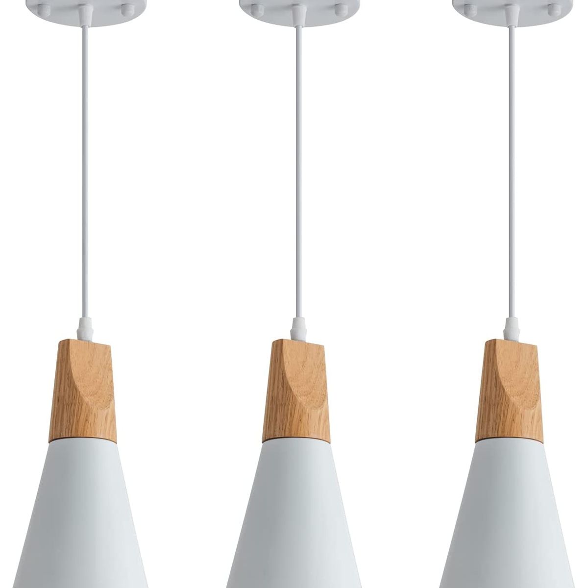 HOME NEAT - 3 Unidades Lámpara de techo colgante nórdica madera aluminio E27