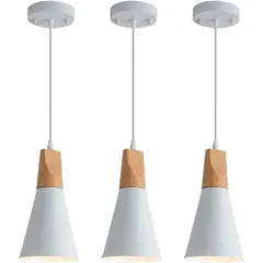 HOME NEAT - 3 Unidades Lámpara de techo colgante nórdica madera aluminio E27.
