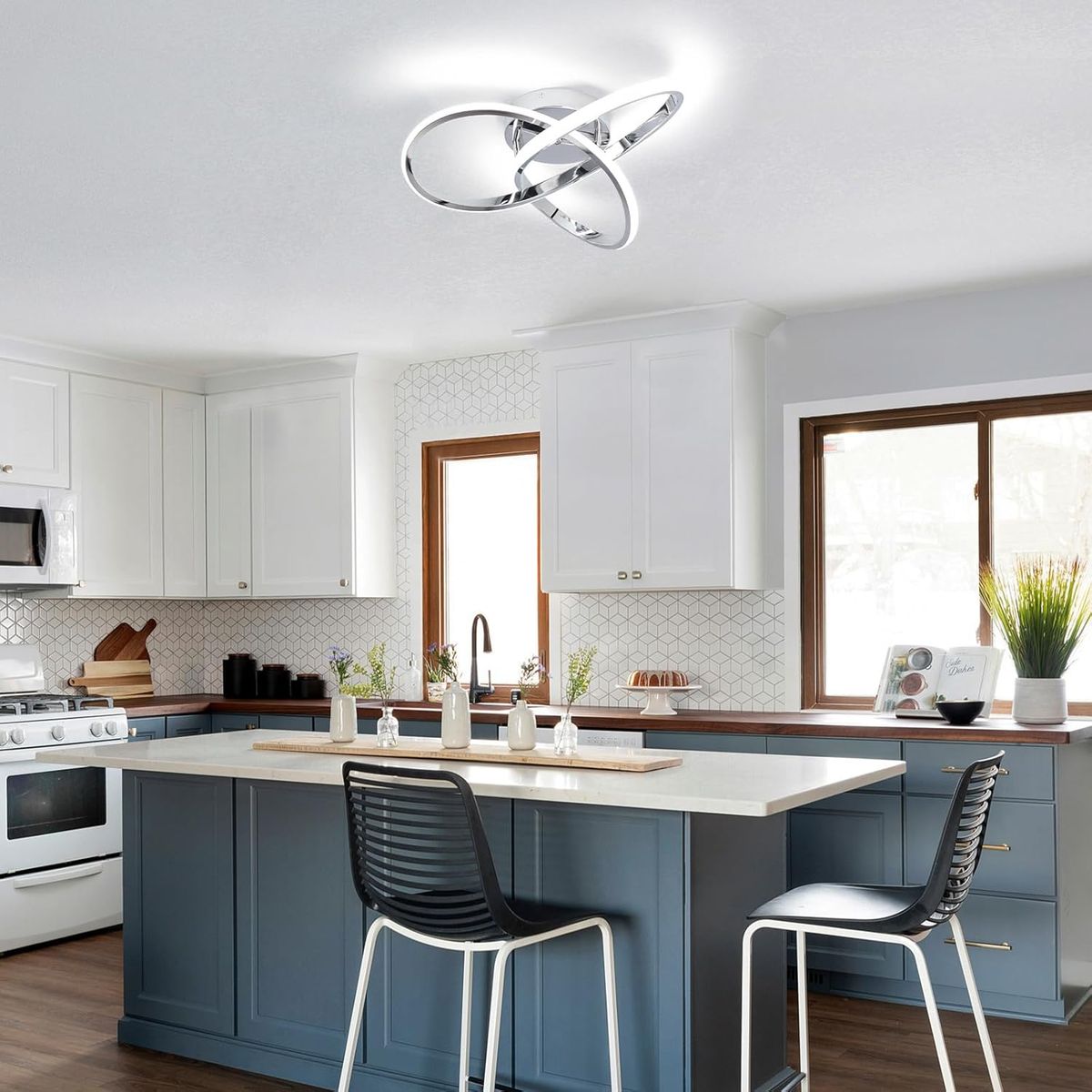 HOME NEAT - LED Lampara Colgante de Techo 3 colores 40CM - Cromo