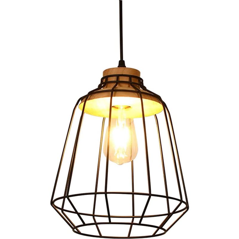 HOME NEAT - Vintage lámpara colgante lámpara de techo jaula hierro e27 negro