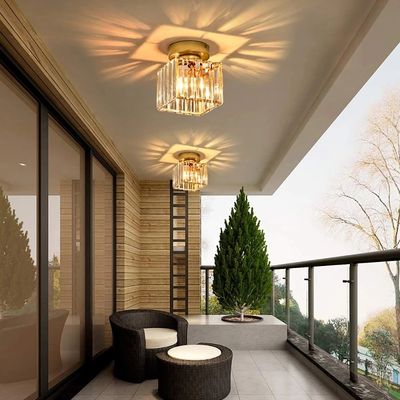 Imagen 2 del producto Mini lámpara de techo moderna e27 araña cristal cubo oro