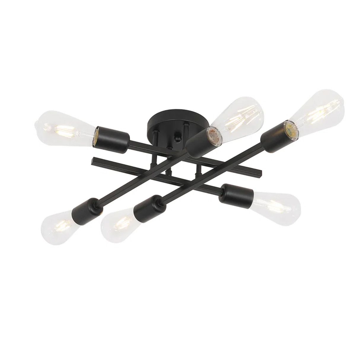 HOME NEAT - Lámpara colgante de techo con 6 luces e27 en metal moderno - Negro