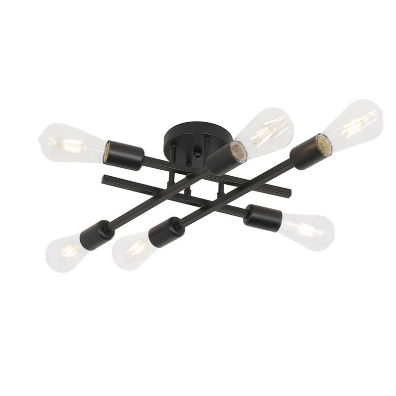 HOME NEAT - Lámpara colgante de techo con 6 luces e27 en metal moderno - Negro.…