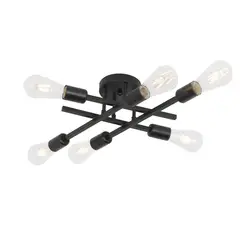 HOME NEAT - Lámpara colgante de techo con 6 luces e27 en metal moderno - Negro
