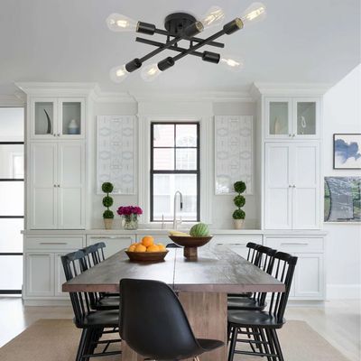 Imagen 2 del producto Lámpara colgante de techo con 6 luces e27 en metal moderno - Negro.