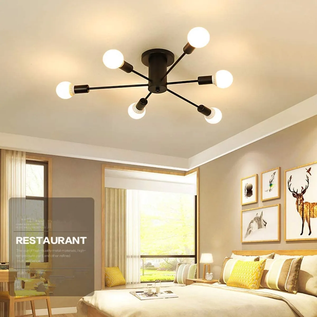 HOME NEAT - Lamparas de techo vintage, diy de 6 lámparas del metal negro