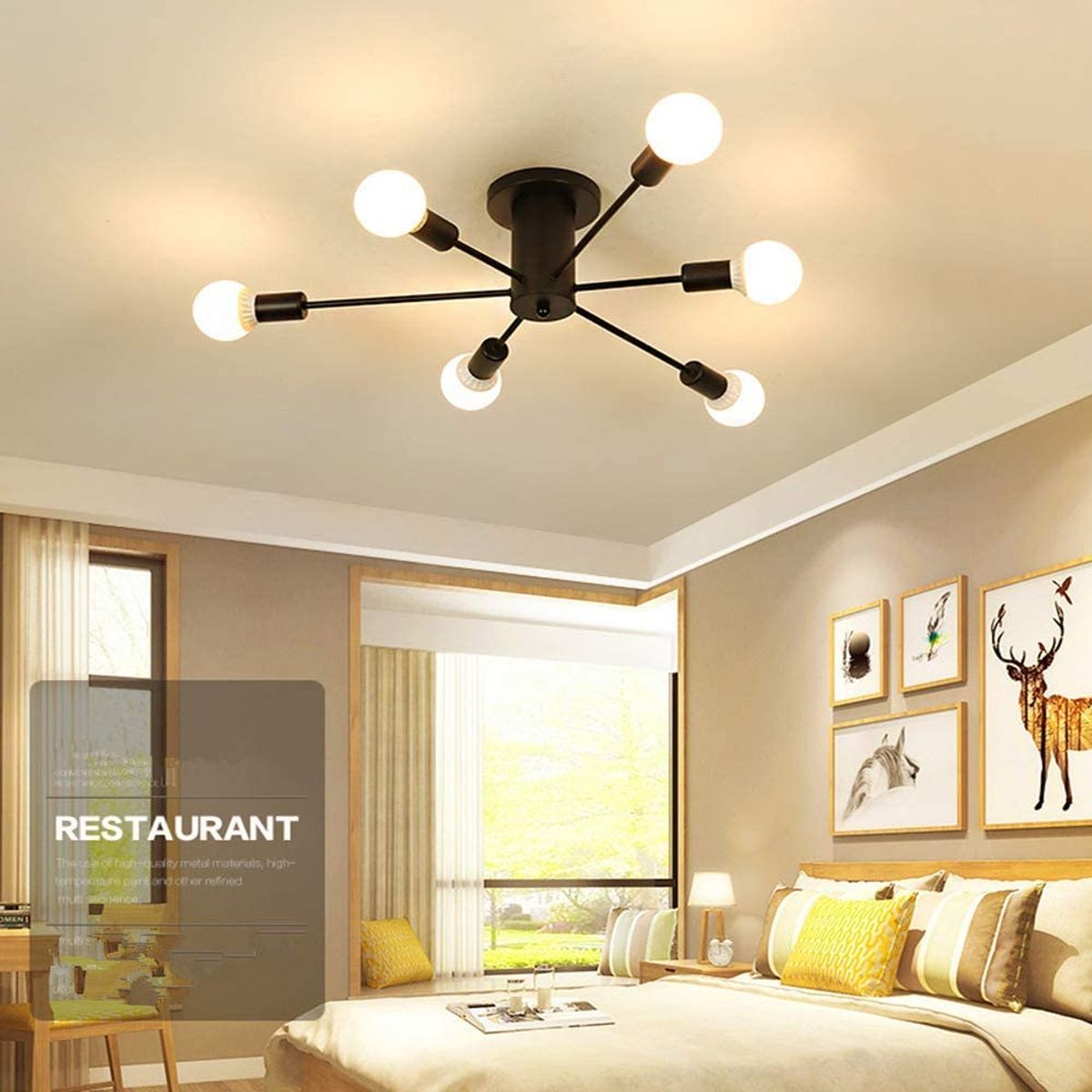 HOME NEAT - Lamparas de techo vintage, diy de 6 lámparas del metal negro