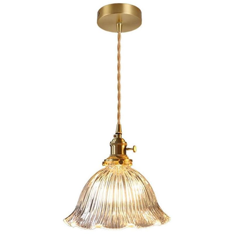 HOME NEAT - Lámpara colgante de techo de vidrio E27 23cm - Transparente
