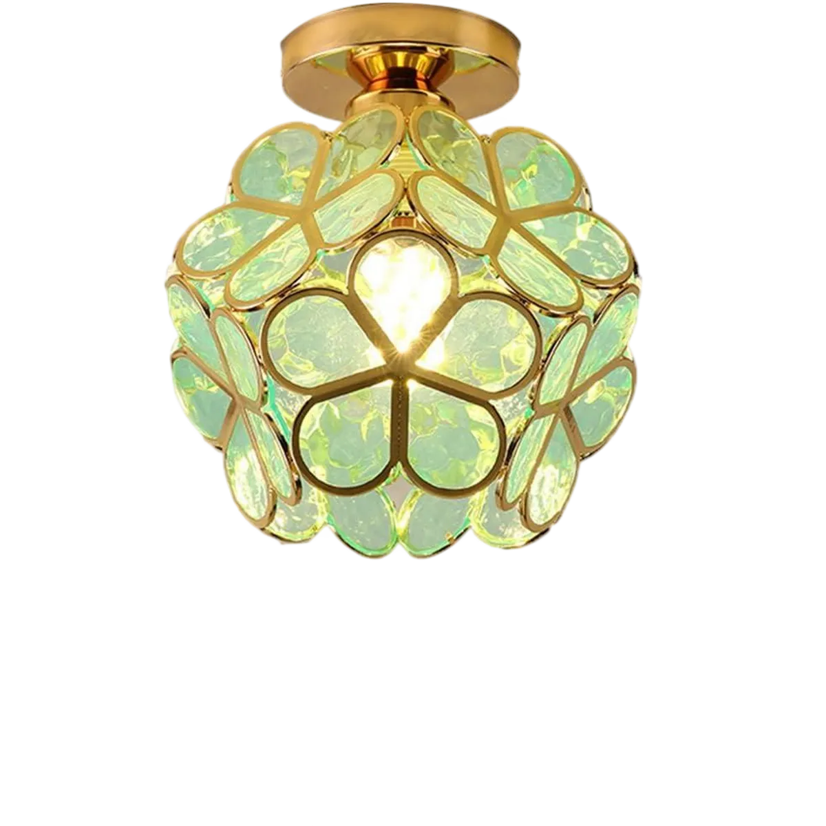 HOME NEAT - Lámpara de techo de flor de cereza de cristal E27 ø20cm Verde