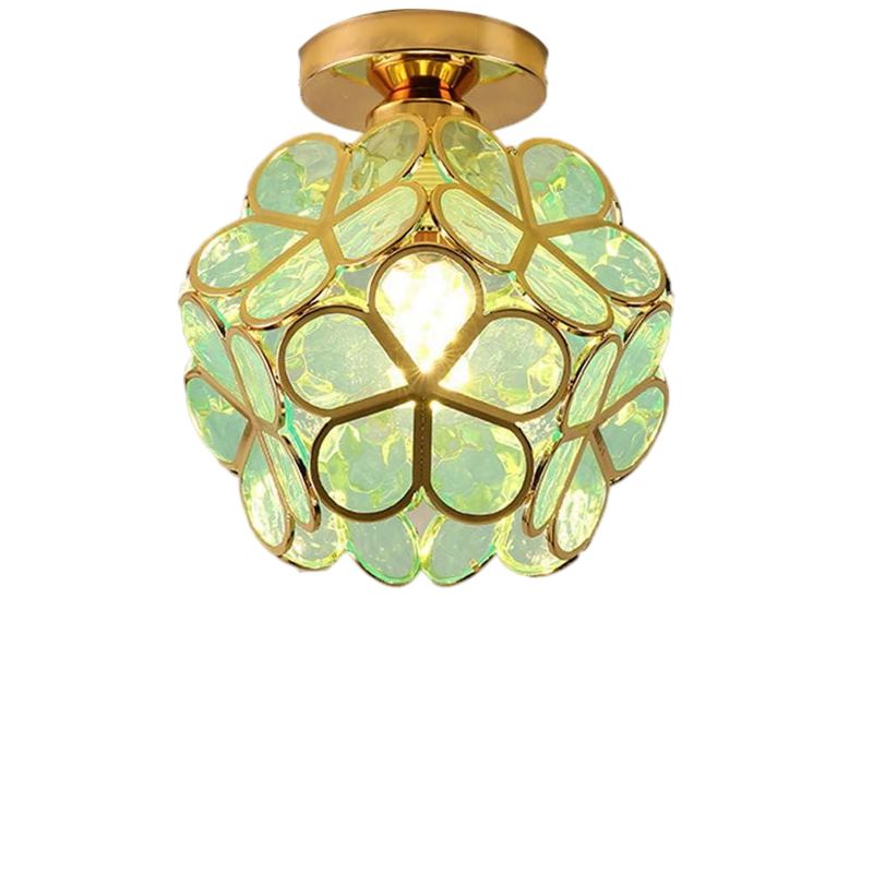 HOME NEAT - Lámpara de techo de flor de cereza de cristal E27 ø20cm Verde