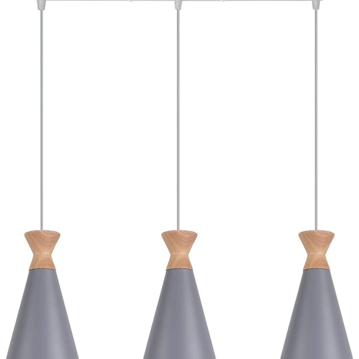 HOME NEAT - Lámpara de colgente 3 luces nórdica e27 lámpara de techo madera gris