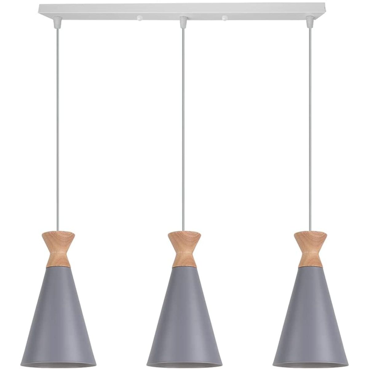 HOME NEAT - Lámpara de colgente 3 luces nórdica e27 lámpara de techo madera gris