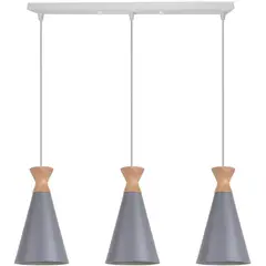 HOME NEAT - Lámpara de colgente 3 luces nórdica e27 lámpara de techo madera gris
