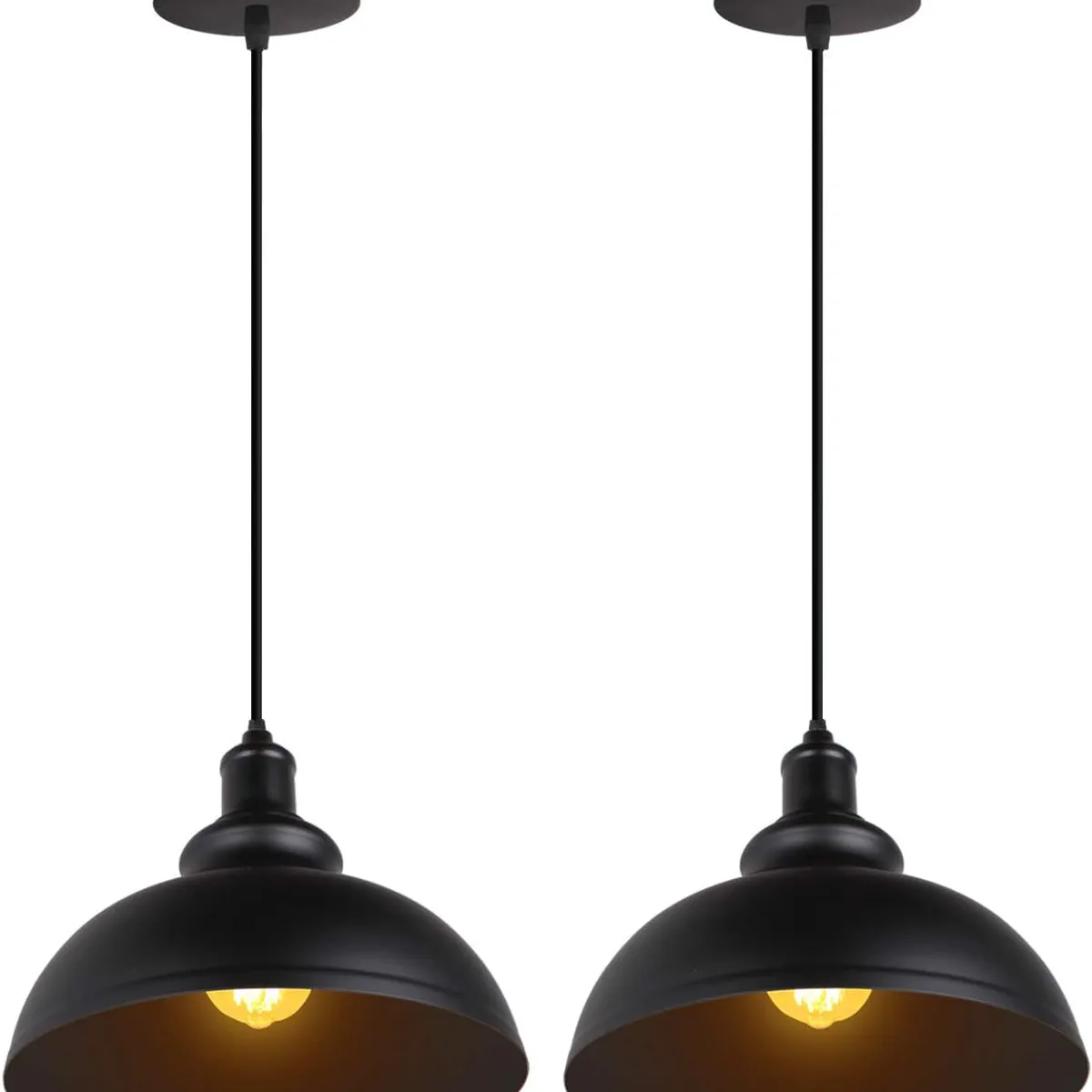 HOME NEAT - 2 Unidades lámpara colgantes vintage E27 lámpara techo ø29cm Negro